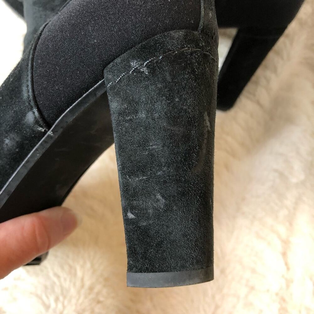 Stuart Weiztman Black Suede Pull On Booties Size … - image 4